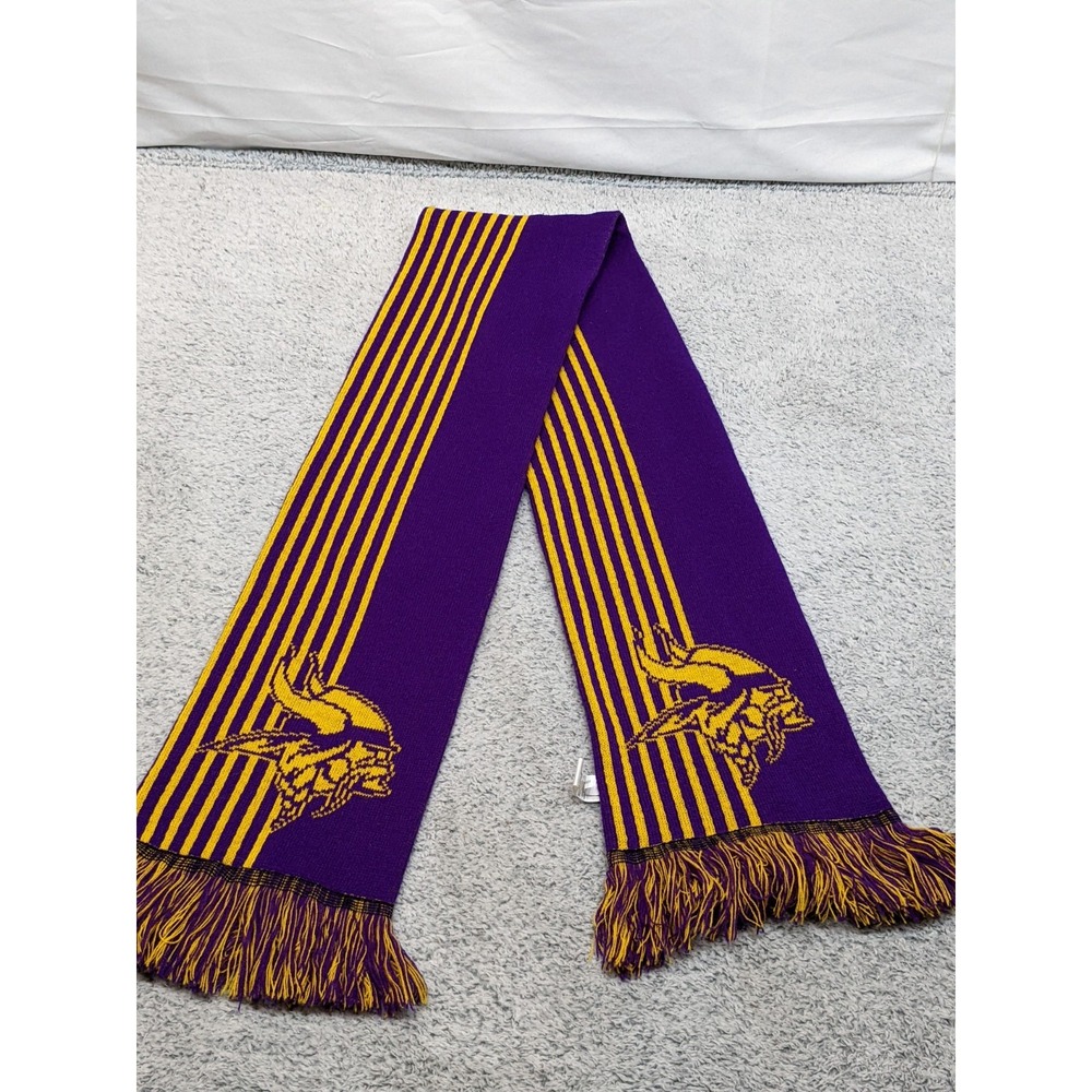 FOCO NFL Minnesota Vikings Big‎ Logo Scarf Purple Yellow Warm 60"x8"